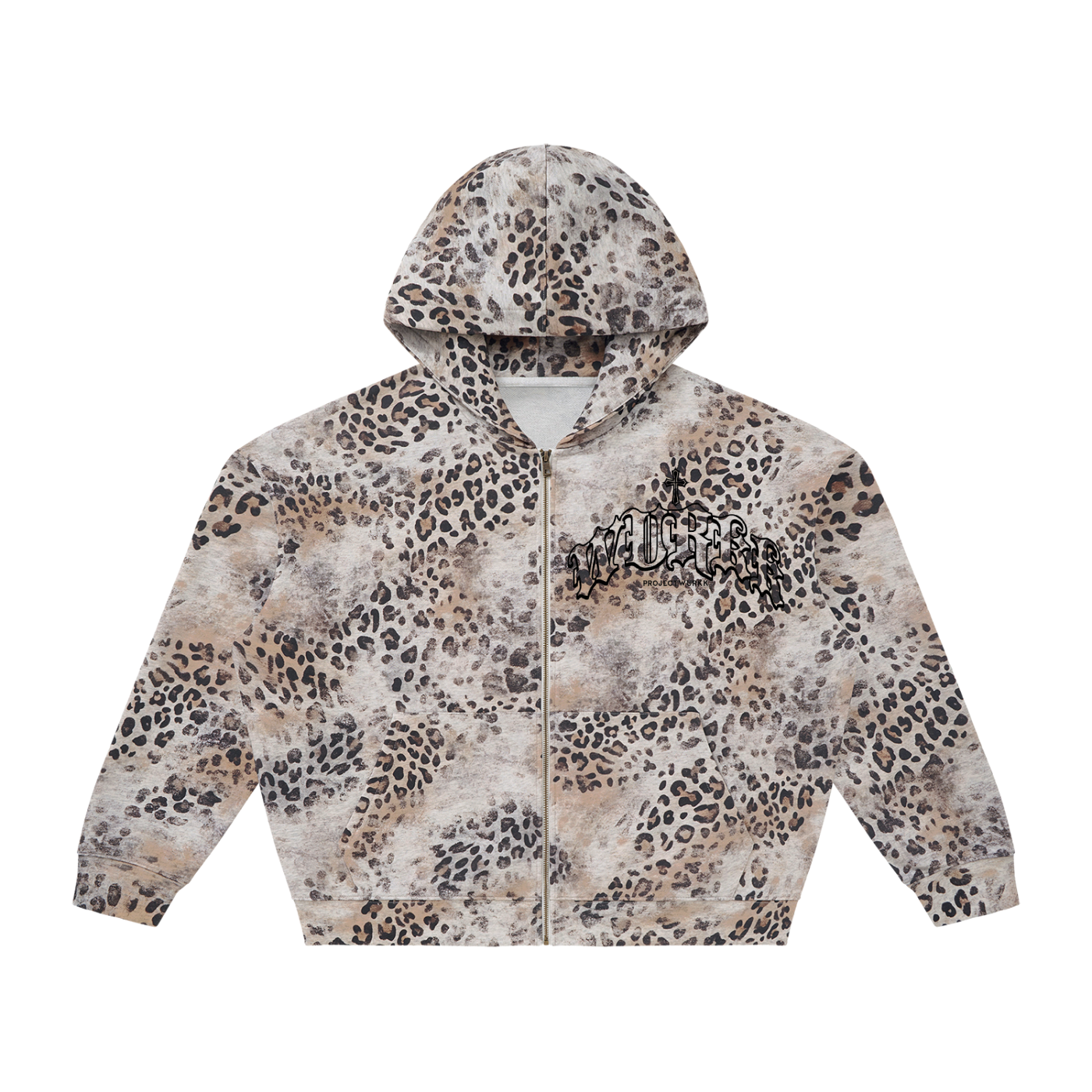 WURKK OR STARVE LEOPARD FULL ZIP
