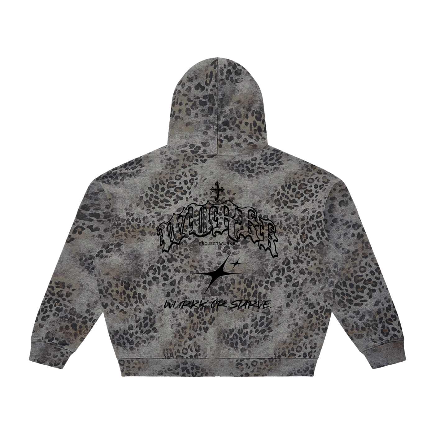 WURKK OR STARVE LEOPARD FULL ZIP