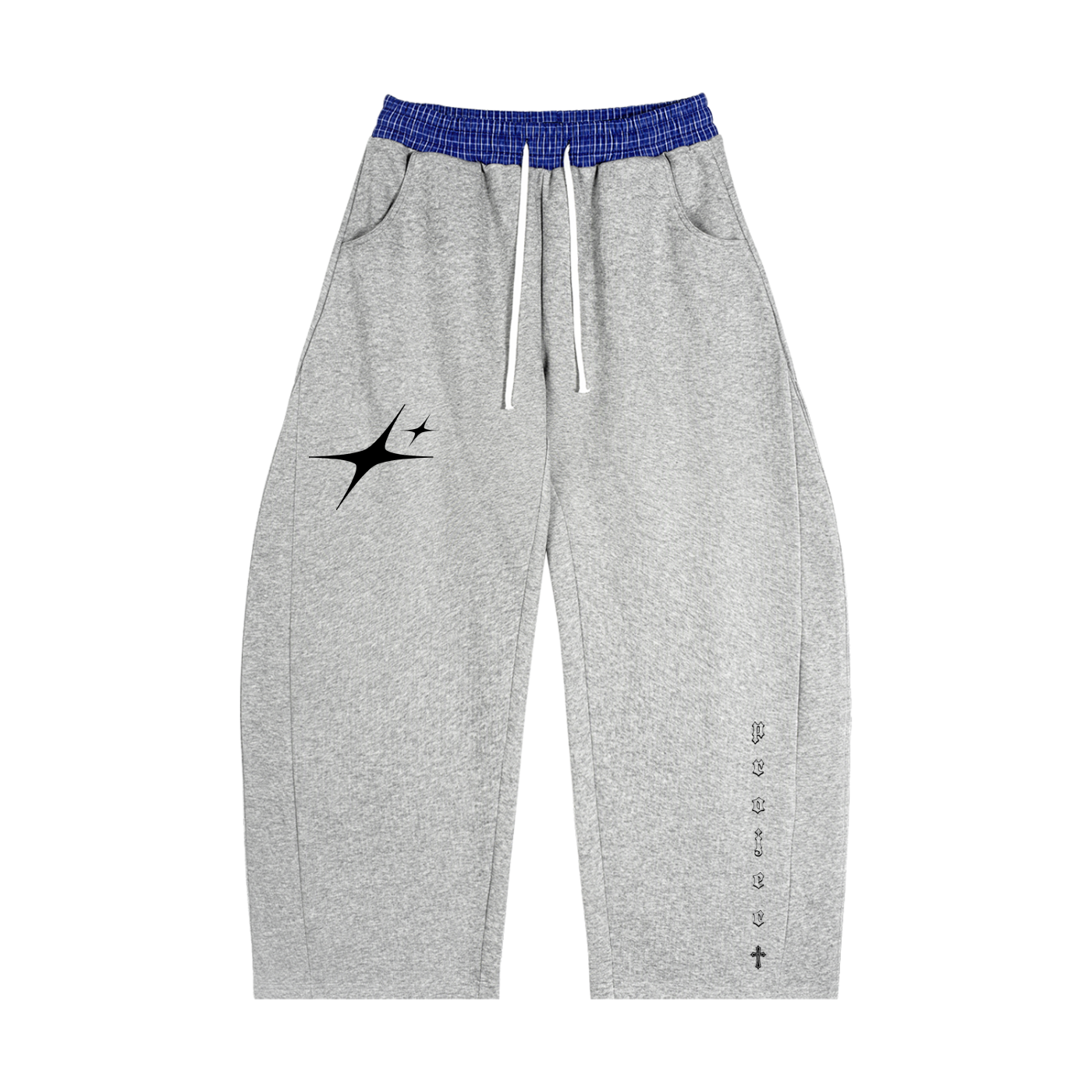 PLAID DOUBLE WAISTED SWEATS