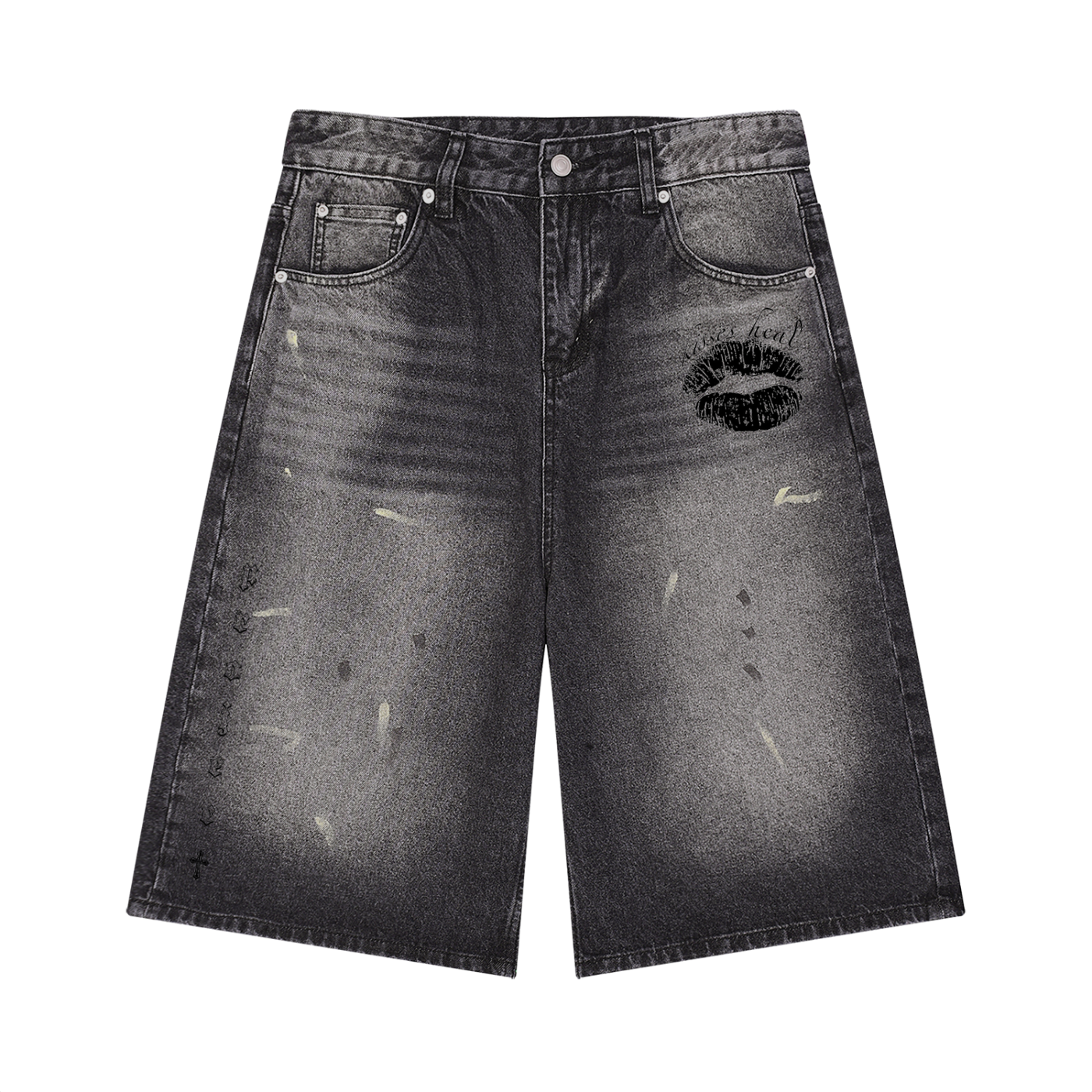 BLACK VINTAGE WASH JORTS