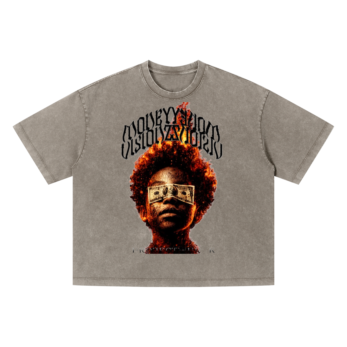 MONEYVISIONZ ACID WASH BOXY TEE
