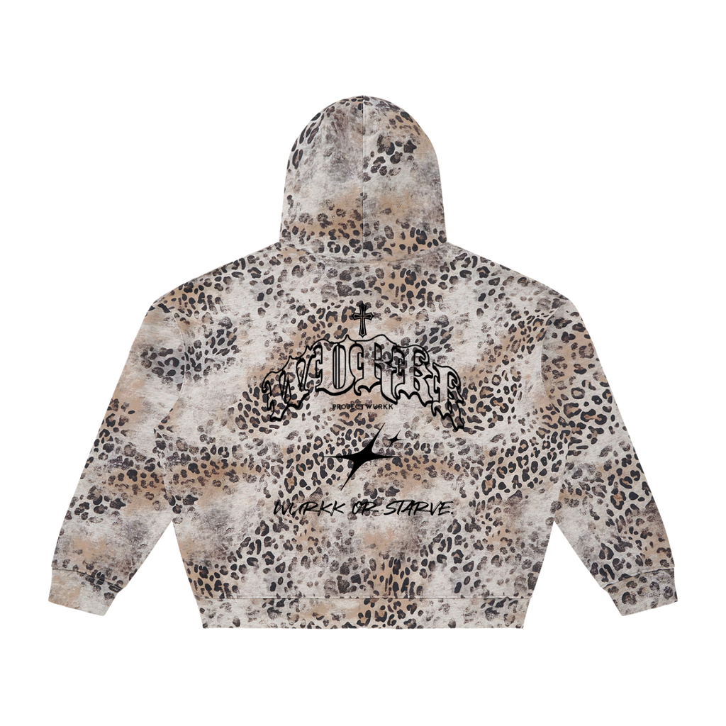WURKK OR STARVE LEOPARD FULL ZIP