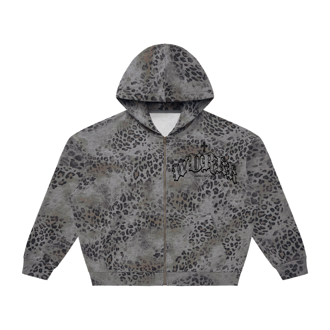 WURKK OR STARVE LEOPARD FULL ZIP